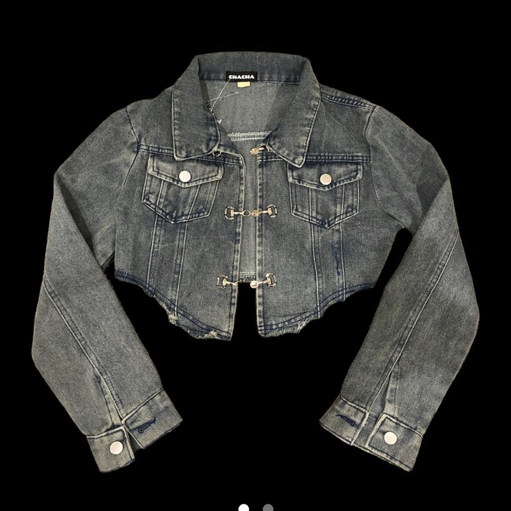 Distressed denim jacket